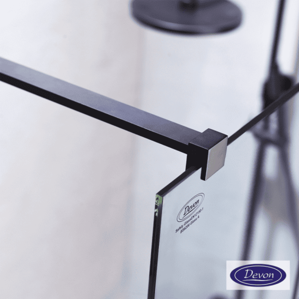 Διαχωριστικό κρύσταλλο ντουζιέρας IWIS Walk-in 100 ρυθμιζόμενo από 97 έως 99εκ., Devon Clean Glass Black Matt