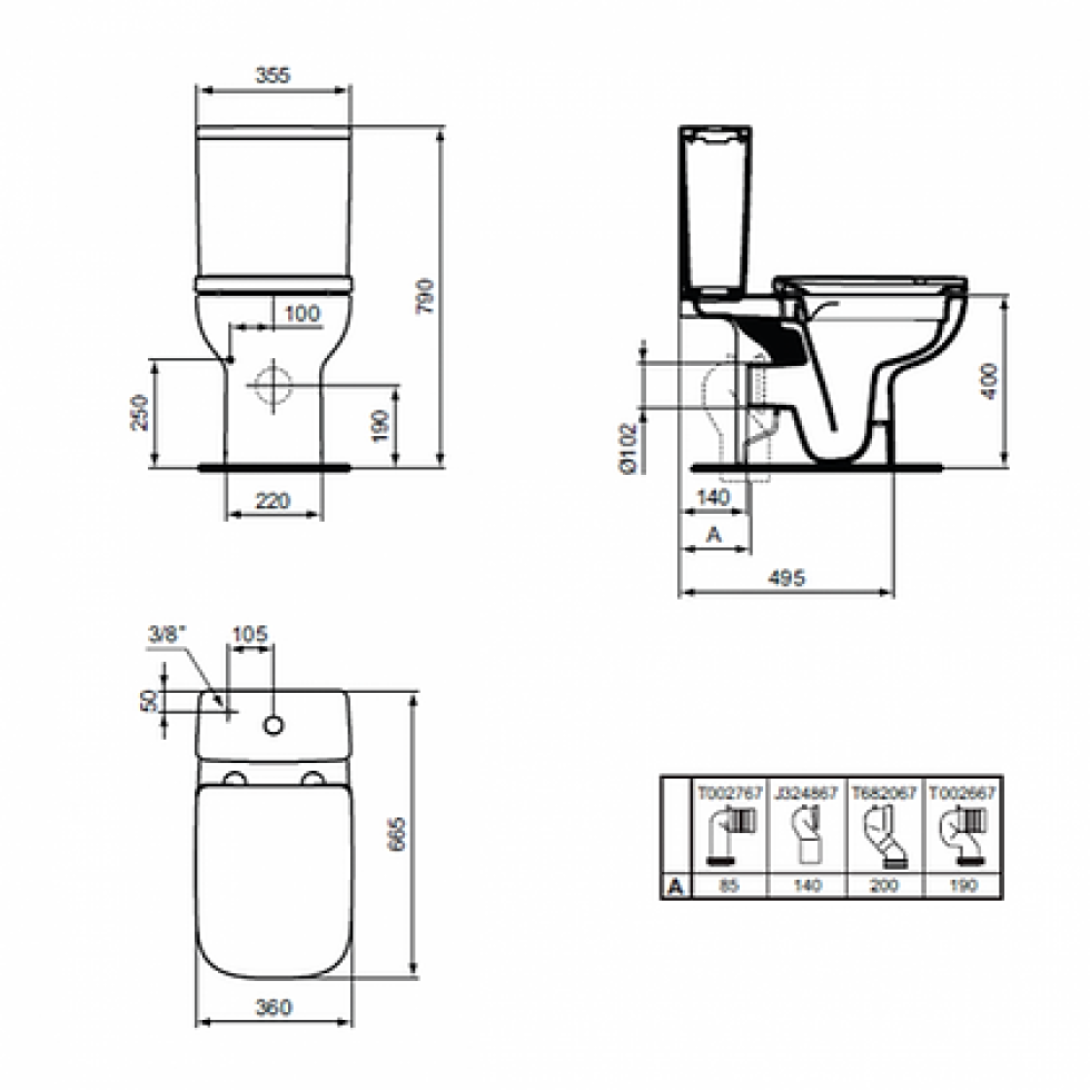 IDEAL STANDARD I LIFE A RIMLESS 66,5cm soft closing