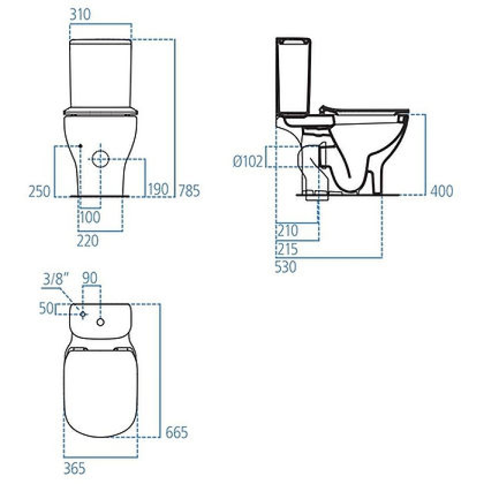 IDEAL STANDARD TESI II AQUABLADE 66,5cm soft closing