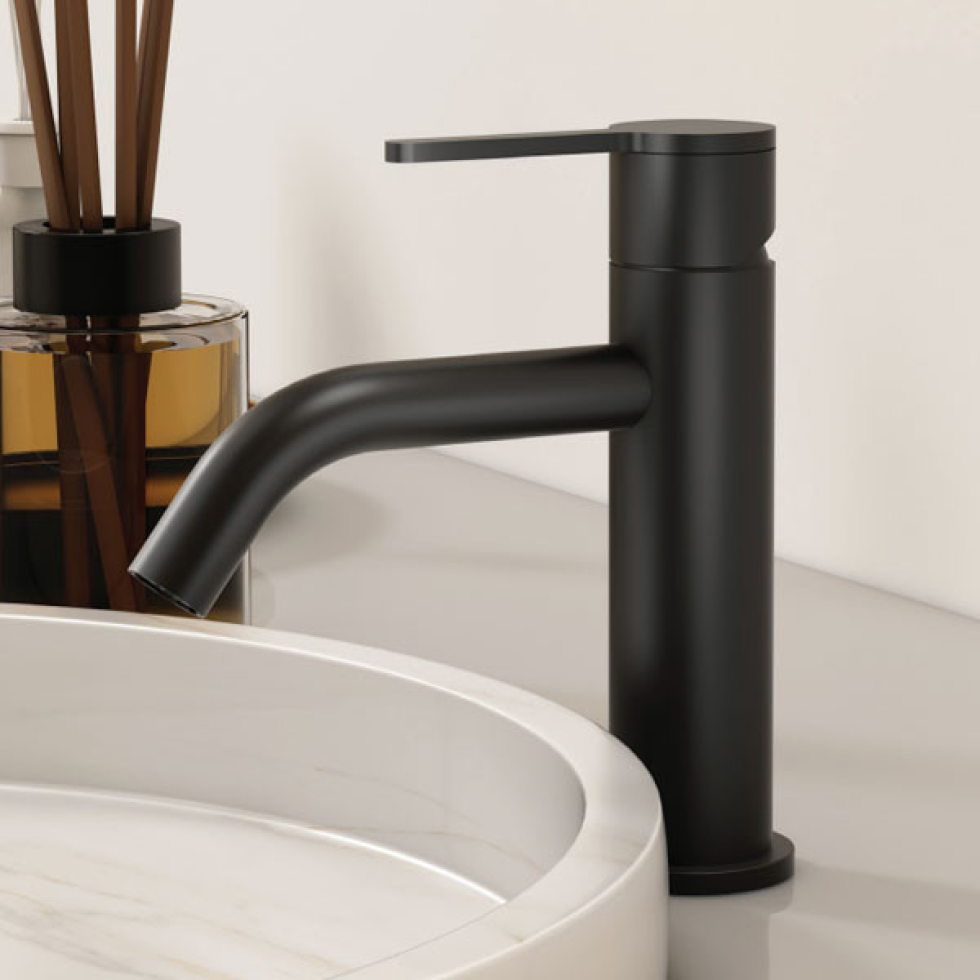 KLS Carla Inox Matt Black PVD Μπαταρία Νιπτήρα Χαμηλή